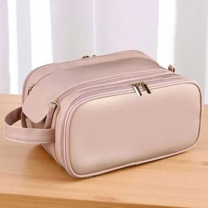 <b>Large</b> Capacity Eco-Friendly Recyclable PU Leather Makeup <b>Bag</b> Double Zipper Compartments Travel Cosmetic Organizer Waterproof - Product Image 3
