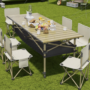 Table de camping pliante en acier carbone portable personnalisée, légère, pour 4 à 8 personnes, table de pique-nique pour le camping en plein air - Product Image 6