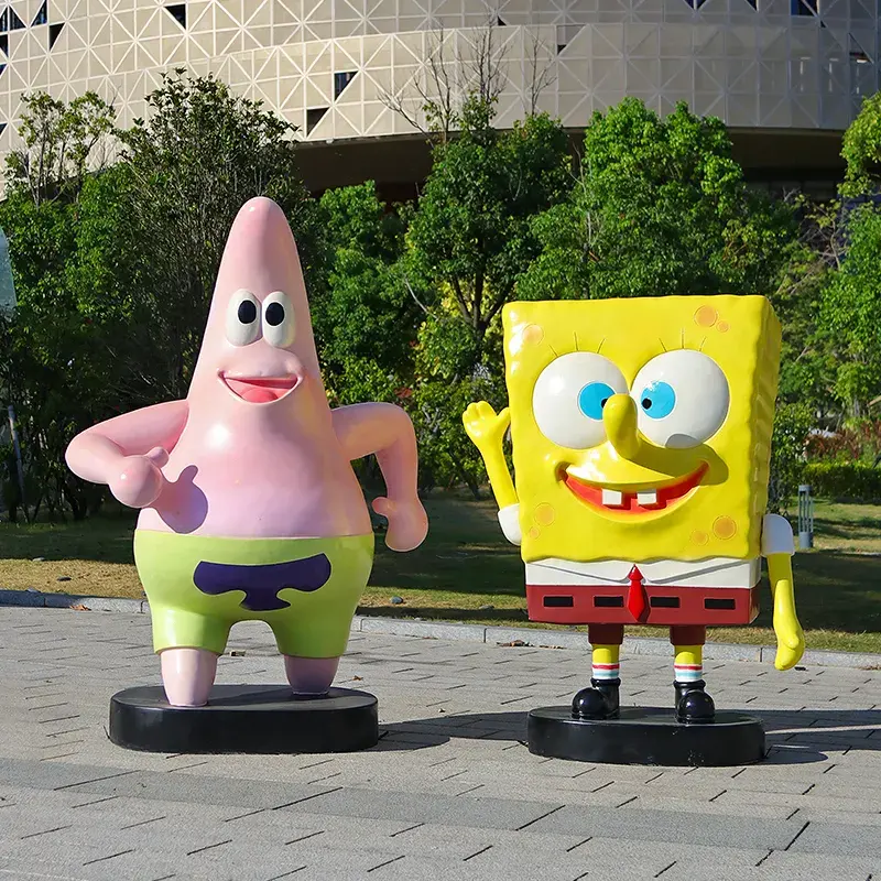 Mifamous ünlü çizgi film karakter yaşam boyutu Spongebob fiberglas heykel