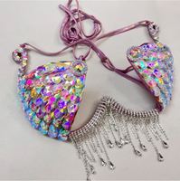 Nouveau soutien-gorge en fil métallique fait main Samba Carnival avec pierres AB argentées pour costumes de spectacle, tenue de rave EDC, Halloween, Mardi Gras