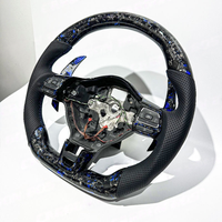 Volant en fibre de carbone bleue forgée avec écran LED personnalisé haut de gamme pour Volkswagen Golf MK6 GTI R, cuir personnalisé