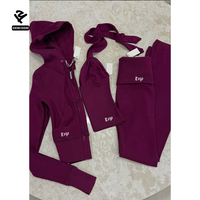 Ensemble deux pièces ajusté F5650 pour femme : Crop Top et survêtement de détente, ensemble de haute qualité avec veste à capuche zippée et pantalon