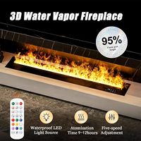 Cheminée à vapeur d'eau encastrée Kalsubo, flamme atomisée réaliste multicolore, réglage manuel de l'eau, télécommande, équipée d'un tuyau de 5 pieds