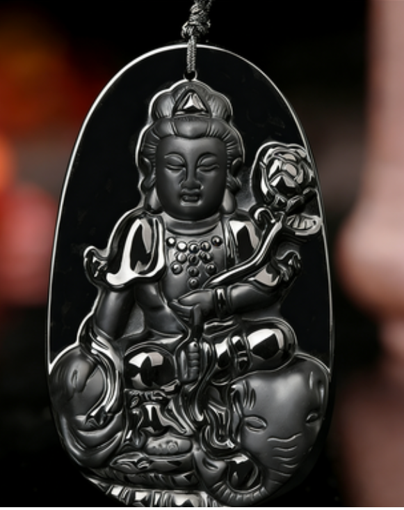 Samantabhadra Bodhisattva blanc immaculé avec chaîne de perles MC14