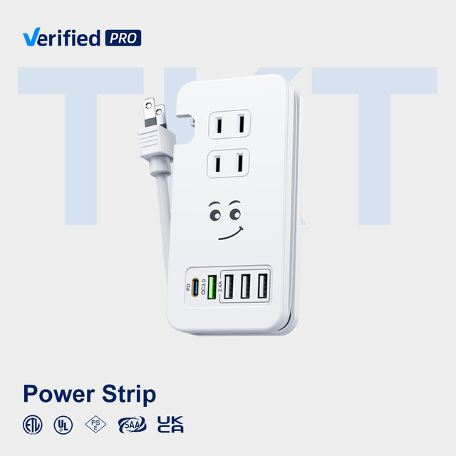 TKT Power Strip 3 USB 1 Type C PD Rapid Charging Port 2 AC Outlets Surge Protector IP66 15A Rated QC Charging Multi-Outlet Strip