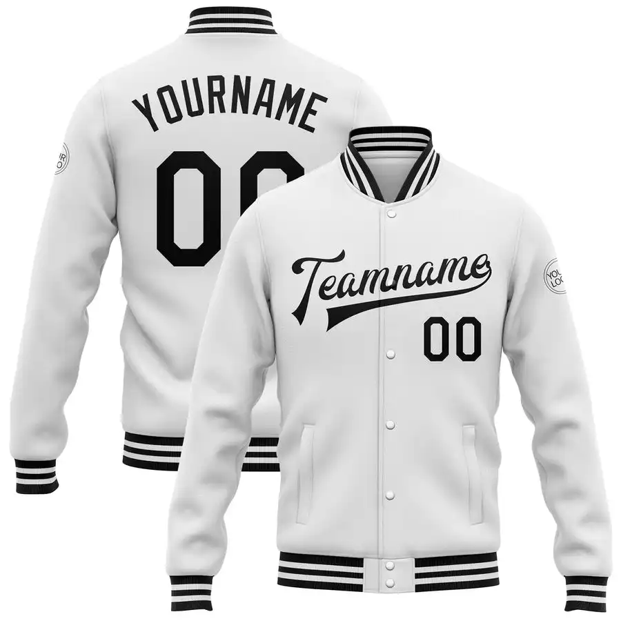 Veste universitaire blanche personnalisée Baseball Letterman Bouton Femmes Trench Hommes Trench Coat