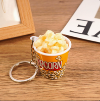 Porte-clés créatif en PVC en forme de pop-corn, pendentif amusant style alimentaire, breloque de voiture, décoration, vente en gros