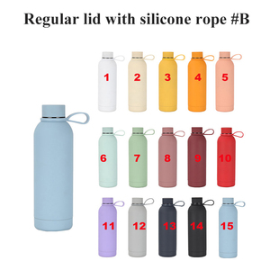 Botellas térmicas de doble pared de 350ml, 500ml, 750ml, 1l, termo aislado al vacío de acero inoxidable recubierto de goma con cuerda de silicona - Product Image 4