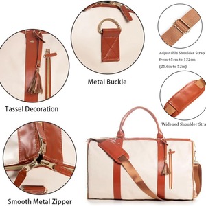 Sac de voyage pliable pour femmes, sac de voyage en tissu Oxford de 20 à 35l, pour les sports de plein air, rose, marron, blanc, couleur unie, printemps 2024 - Product Image 2