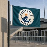 Logo de club de football personnalisé 3x5 pieds, résistant aux plis, polyester non tissé, impression numérique, utilisation en extérieur, résistant aux UV