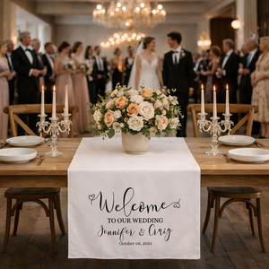 <span class=keywords><strong>Runner</strong></span> da Tavolo Personalizzato per Matrimonio con Nomi degli Sposi, Striscione in Lino Personalizzato per Cerimonia, Decorazione per Tavoli degli Sposi - Product Image 6