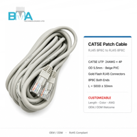 Câble réseau OEM CAT5E UTP 24AWG 4 paires RJ45 8P8C avec embout moulé, cordon de raccordement 5M beige pour routeur, commutateur, PC, LAN