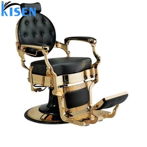 Fauteuil de Barbier Inclinable Classique Noir et Or de Haute Qualité, Style Antique Unique, de l'Usine Kisen Foshan, pour Salon de Coiffure - En Promotion - Product Image 5