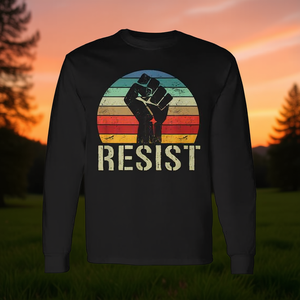 T-shirt a maniche lunghe Retro Resist Fist unisex per adulti taglia M L XL XXL - Product Image 3