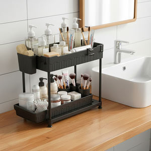 Promotion : Organisateur de rangement multifonctionnel en plastique à 2 niveaux pour sous évier de cuisine avec tiroir coulissant - Product Image 5