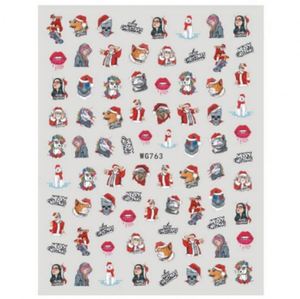 Décorations d'ongles DIY pour l'automne, l'hiver et Noël, <span class=keywords><strong>manucure</strong></span> flocon de neige, arbre, autocollants pour ongles 2D, dessin animé <span class=keywords><strong>rouge</strong></span> et vert, autocollants pour ongles en plastique - Product Image 1