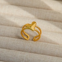 Cincin Jari Wanita Rinhoo 1PC, Model Sederhana Trendy dari Baja Anti Karat, Geometris, Berlapis Emas Vintage, Ukuran Dapat Disesuaikan