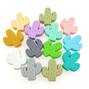 New Arrival <b>Silicone</b> Cactus Shape <b>Beads</b> Baby Teething <b>Beads</b> Food Grade Chewing Cactus <b>Silicone</b> <b>Beads</b> for Pacifier Clip Holders - Product Image 1