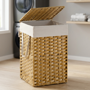 Handmade <b>Foldable</b> Eco-Friendly Multifunction Storage <b>Baskets</b> with Handles Size M-Natural Wicker for Laundry Picnic Organization - Product Image 3