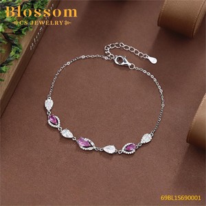 꽃 CS 보석 공장 사용자 정의 925 스털링 실버 럭셔리 보석 지르코니아 조정 가능한 팔찌 여성을위한 고급 보석 - Product Image 3