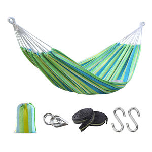 पोर्टेबल आउटडोर झूला रंगीन धारियों कपास कपड़े कैनवास झूला Hamac - Product Image 3