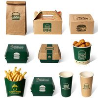 Boîtes d'emballage pour restaurants de restauration rapide à emporter, personnalisées, jetables, en papier pour hamburgers, vente en gros