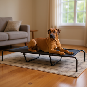 Cuccia rialzata per cani 60 x 37 x 9 pollici, rettangolare in nylon, per interni, tutte le stagioni - Product Image 2