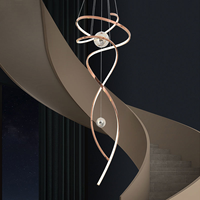 Lámpara Colgante Lineal Larga Moderna con Altura Ajustable para Escaleras en Espiral, Ideal para Techos Altos, Villas, Lofts y Decoración de Salas de Estar