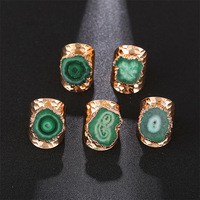 Bague ajustable pour femme, faite à la main, en agate druzy naturelle, cristal de guérison, tendance, pour cadeau