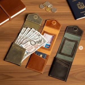 Boshiho Genuine Cowhide Leather Credit <b>Card</b> <b>Holder</b> for Men-Multi-Function RFID Blocking Vintage Zipper Closure - Product Image 2