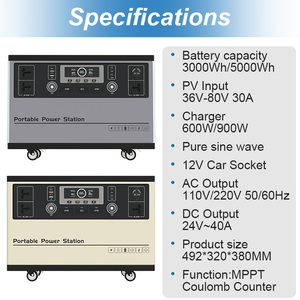 Centrales Électriques Portables de Camping 3000W 3000Wh, Solaire MPPT 30A, Onde Sinusoïdale Pure 220V/12V, Démarreur de Voiture Hors Réseau, Lampe Torche - Product Image 3