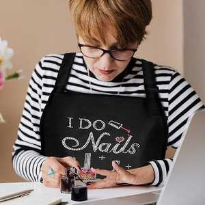 Tablier de beauté et de coiffure haut de gamme, personnalisé, uni, imperméable, noir, à longue sangle, pour artiste des ongles, de qualité supérieure, style américain - Product Image 3