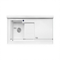 Évier de buanderie encastré en pierre de quartz moderne avec planche à laver intégrée, durable, à cuve unique, pour maison et appartement, garantie 5 ans