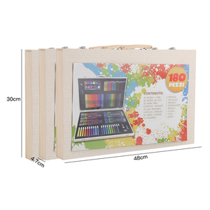 Trousse <span class=keywords><strong>de</strong></span> papeterie en bois pour enfants, ensemble artistique avec stylo aquarelle, Crayon <span class=keywords><strong>de</strong></span> couleur, meilleures ventes, 180 pièces - Product Image 5