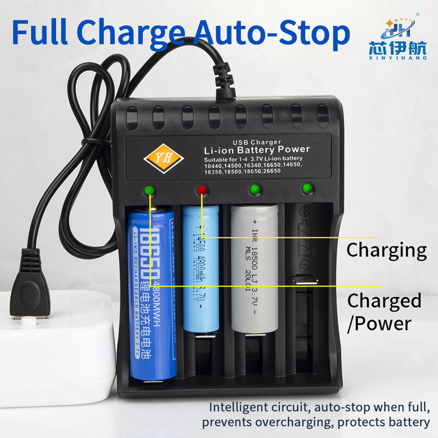 Xinyihang 4-Slot Lithium-Ion Battery Charger Is Compatible with Various Models of Lithium-Ion Batteries