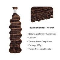 Vente en gros pas cher, cheveux humains en vrac à vagues profondes pour tresser des paquets de cheveux sans trame pour tresses Boho 100% Extensions de cheveux vierges