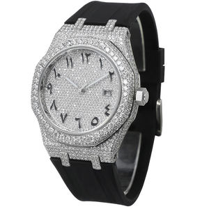 Reloj con Movimiento de Cuarzo que Pasa la Prueba del Diamante, Hecho a Mano, Estilo Hip Hop, de Acero Inoxidable con Cristales de Moissanita para Hombre - Product Image 6