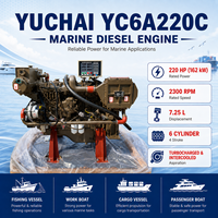 Moteur diesel marin Yuchai série YC6A220C 220HP 150HP 170HP 200HP 7.252L 6 cylindres refroidi par eau pour bateau de pêche
