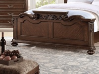 [Stock US] Magnifique lit moelleux en bois de pin massif traditionnel, capitonné en similicuir, expédition rapide depuis l'entrepôt US, accepte le dropshipping