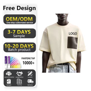 OEM Factory Men's <b>Boxy</b> Fit Custom Logo Embroidery Printed 250gsm Blank <b>T</b>-<b>Shirt</b> Oversized 100% Cotton <b>Boxy</b> <b>T</b>-<b>Shirt</b> With Pocket - Product Image 1