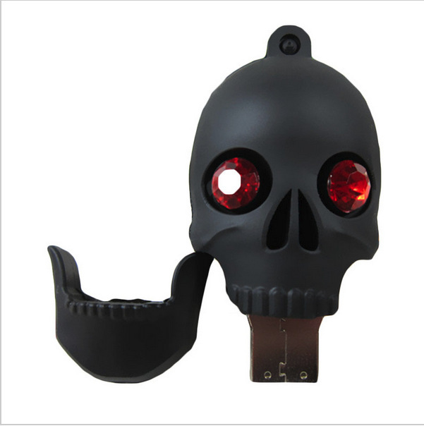 Skull Head USB Flash Drive Custom Shaped Custom Logo Memoria Stick Cool Gadgets for Holidays Kids 1GB 2GB 8GB 16GB 32GB 64GB