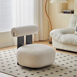 Sillón Individual Moderno Color Crema con Respaldo, Asiento Cómodo para Sala de Estar - Product Image 1