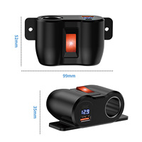Chargeur double USB 12V QC3.0+PD pour voiture avec interrupteur et adaptateur allume-cigare à montage sur panneau