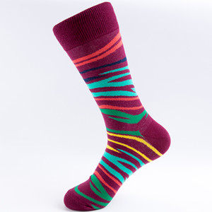 Chaussettes en coton 200N rétro psychédéliques à motifs géométriques, rayures, cactus, zigzag, argyle, fantaisie, pour hommes, décontractées, cadeau, chaussettes en coton - Product Image 1