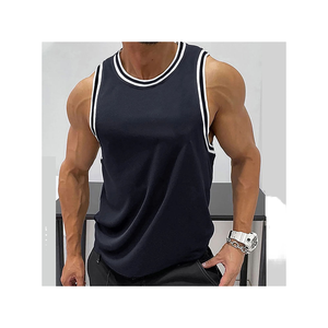 Vente en gros usine – Nouveau débardeur sport d'été pour homme en soie glacée imprimée, tricoté et respirant, personnalisable avec LOGO, coupe ample, sans manches, grandes tailles - Product Image 1