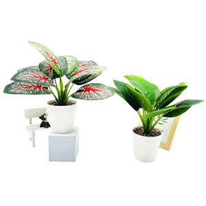 Paulon 11-Leaf Artificial <b>Potted</b> <b>Plant</b> 27cm High With Pebbles Wedding Home Decor - Product Image 5