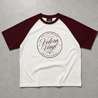 T-shirt unisexe à manches courtes raglan bicolore avec logo graphique vintage, coupe ample, directement de l'usine