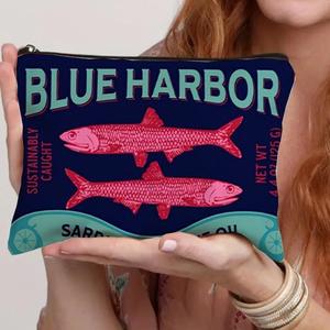 Pochette cosmétique fonctionnelle en coton biologique recyclable avec fermeture éclair, motif végétal coloré en relief, cadeau écologique mignon pour un anniversaire - Product Image 1