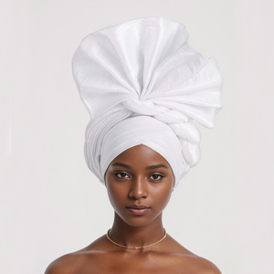 Turbante ASO OKE Listo para Usar, Gele Nigeriano Africano con Piedras y Cuentas, Gorros para Fiestas - Product Image 4