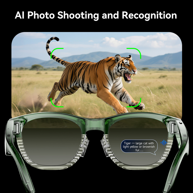 New Fancy View  Y1 Smart Ai Glasses with Camera and Ai Assistant,  Black Smart Bluetooth Glasses Music Call Photo
